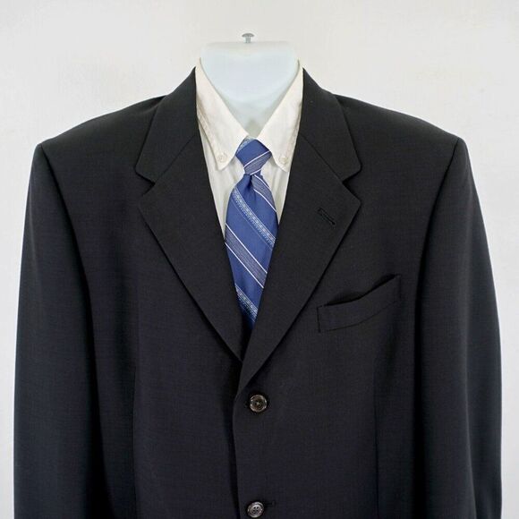 Hart Schaffner Marx Comfort Parisian 44L‎ Black Thick Textured Wool Sport Coat - Picture 1 of 12